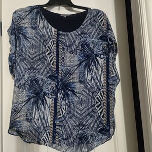 Joseph Blue and White Patterned Blouse